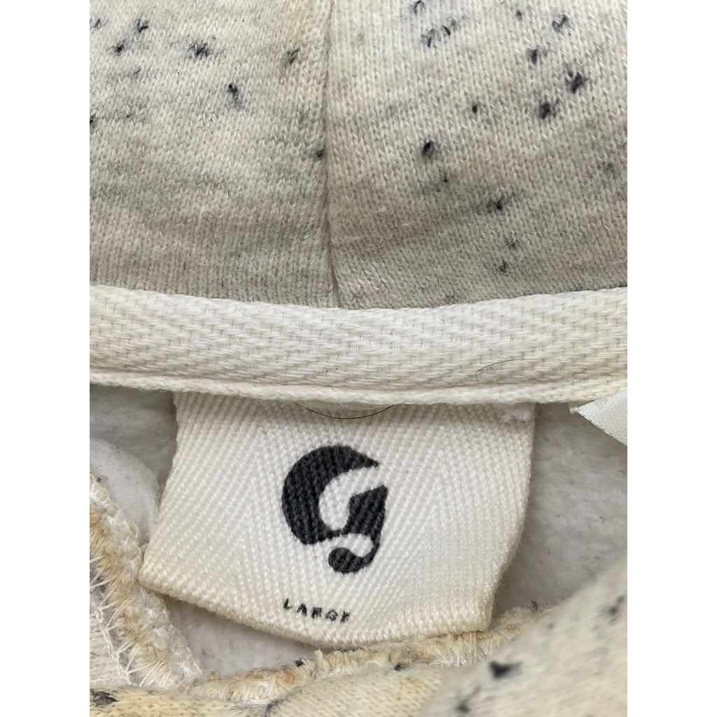 GLOSSIER Women's Light-Gray Speckle Print Logo Casual Pullover Hoodie SZ L