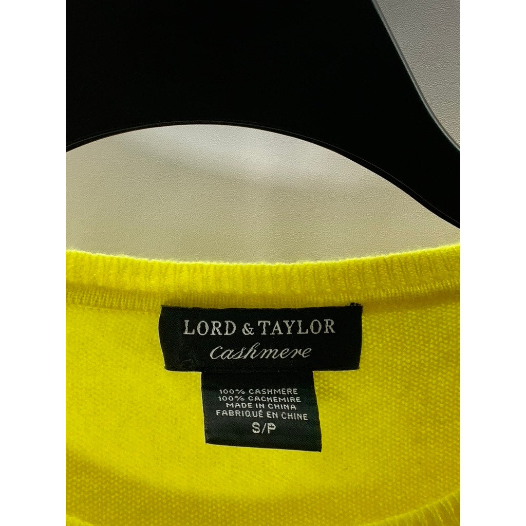 LORD & TAYLOR Women's Yellow Cashmere Crewneck Long Sleeve Pullover Sweater SZ S
