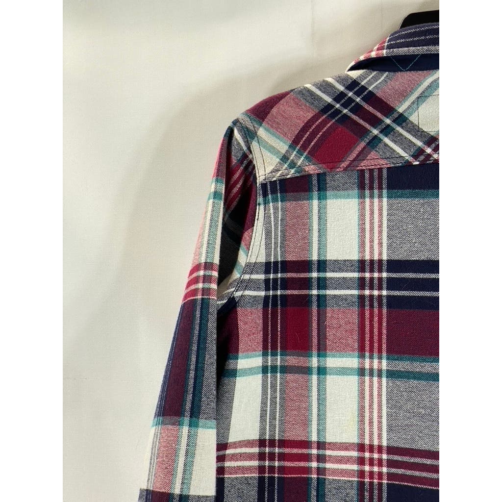 ORVIS Women's Red/Navy Plaid Fleece Lined Flannel Pinnacle Shirt Jacket SZ S