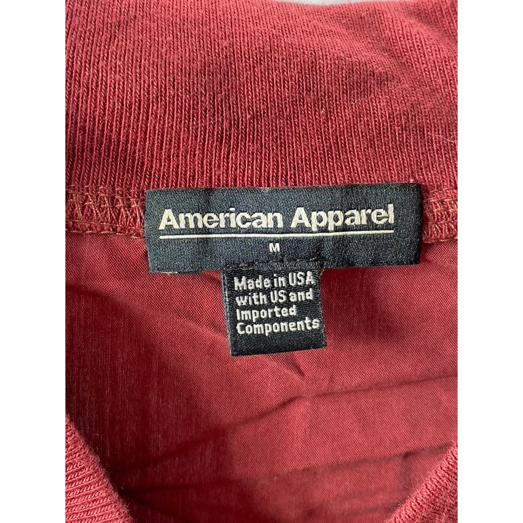 AMERICAN APPAREL Women's Burgundy-Red Zip-Up Bomber Jacket SZ M