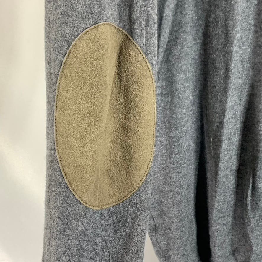 MASSIMO DUTTI Men's Gray Crewneck Cotton-Blend Elbow-Patch Pullover Sweater SZXL