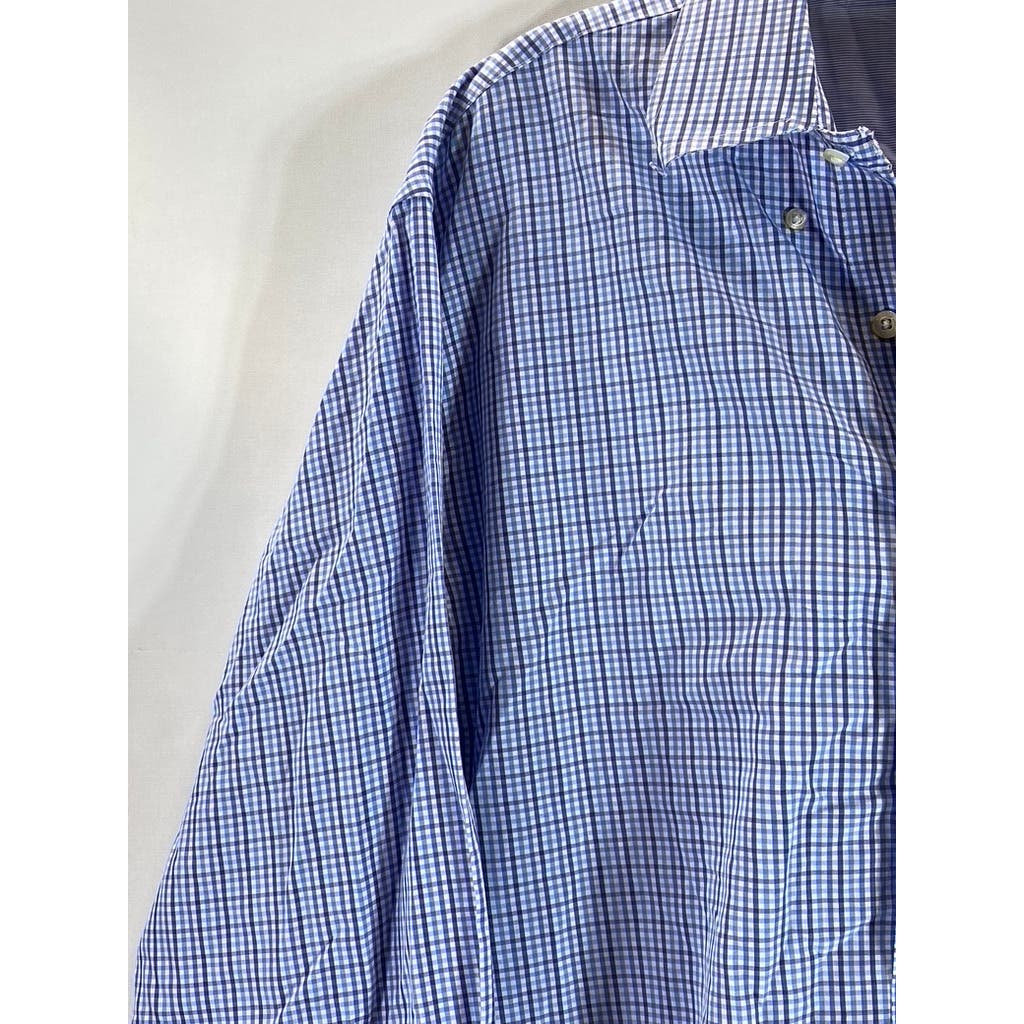 BROOKS BROTHERS Men's Blue Gingham Original Polo Regular-Fit Button-Up Shirt SZL