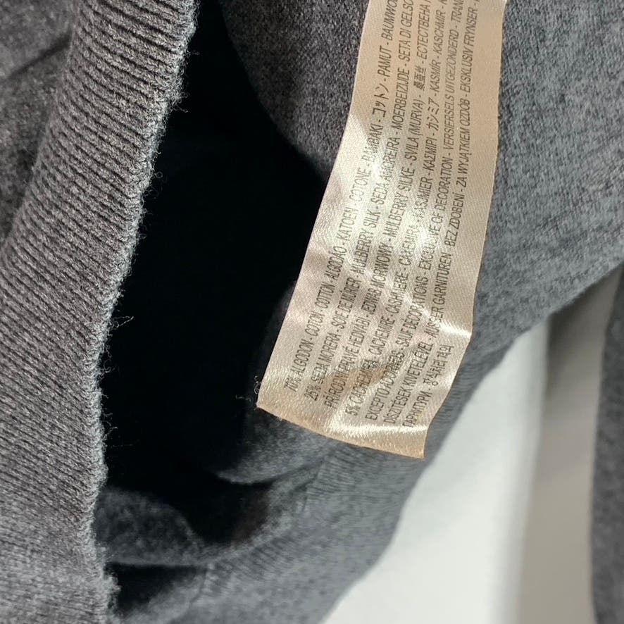 MASSIMO DUTTI Men's Gray Crewneck Cotton-Blend Elbow-Patch Pullover Sweater SZXL