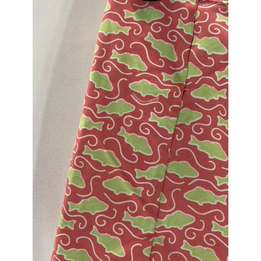 VINEYARD VINES Women's Pink/Green Fish Printed Wrap Mini Skirt SZ L
