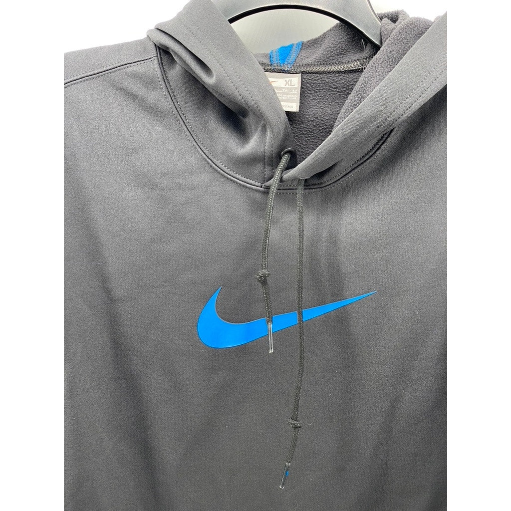 NIKE Men's Blue-Gray Therma-Fit Swoosh Pullover Hoodie SZ XL