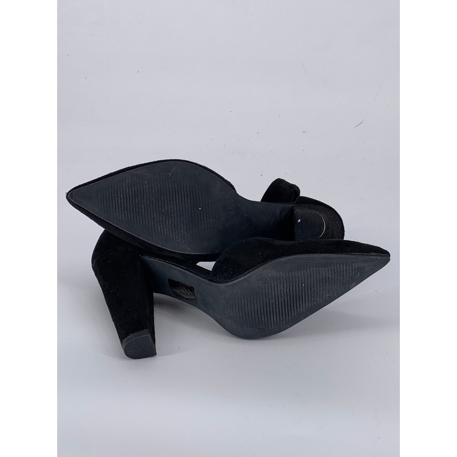 UNBRANDED Women's Black Faux Suede Pointed-Toe Ankle Strap Pumps SZ 6