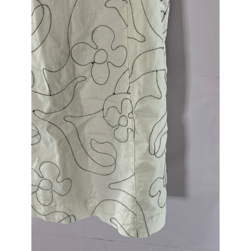 MADEWELL Women's Eyelet White Linen Goldie Straight-Neck Adjustable Dress SZ 0