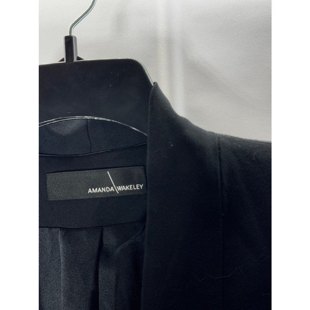 AMANDA WAKELEY Women's Solid Black Hook Closure Blazer SZ 6