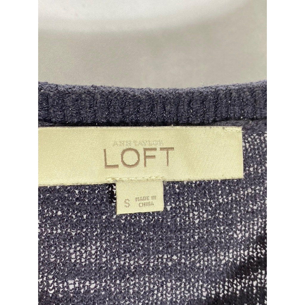 ANN TAYLOR LOFT Women's Navy Knit Crewneck Long Sleeve Pullover Sweater SZ S