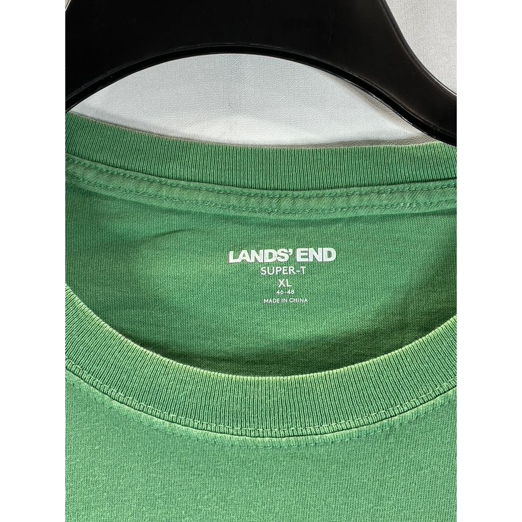LANDS' END Men's Green Crewneck Super-T Short Sleeve T-Shirt SZ XL
