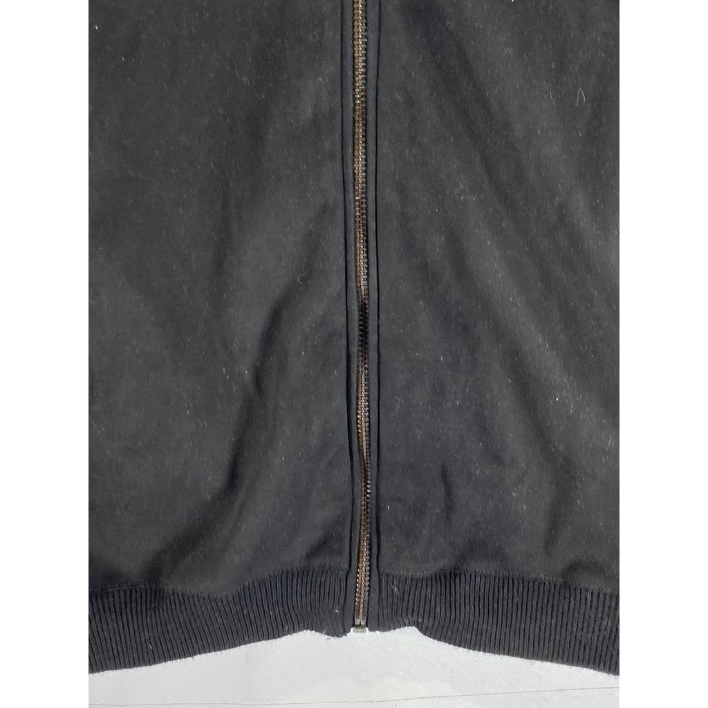ZARA MAN Men's Black Solid Knit Mock Collar Zip-Up Sweater SZ M