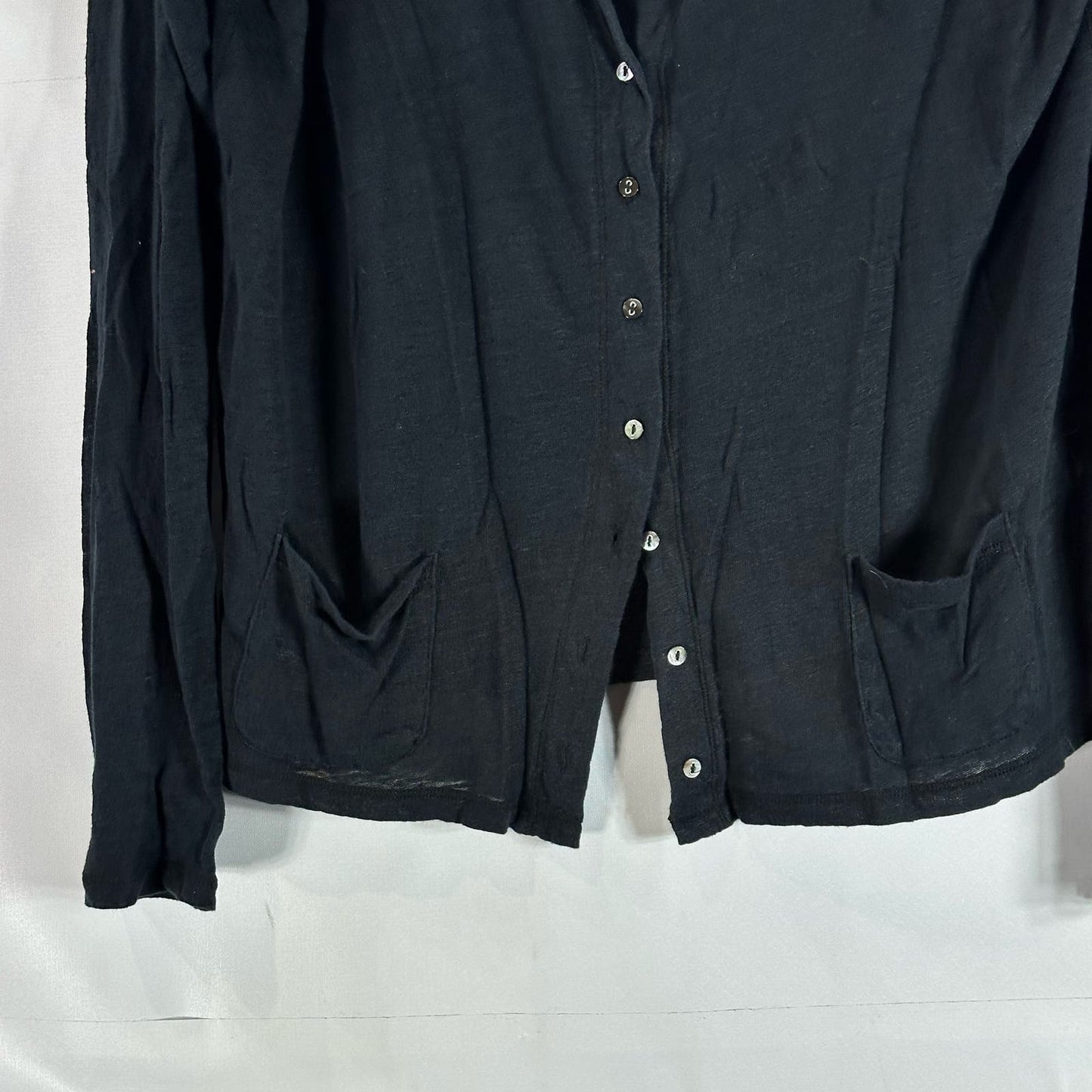 MAJESTIC FILATURES Women's Black Solid Button-Down Tie-Neck Cardigan SZ 3(USM)