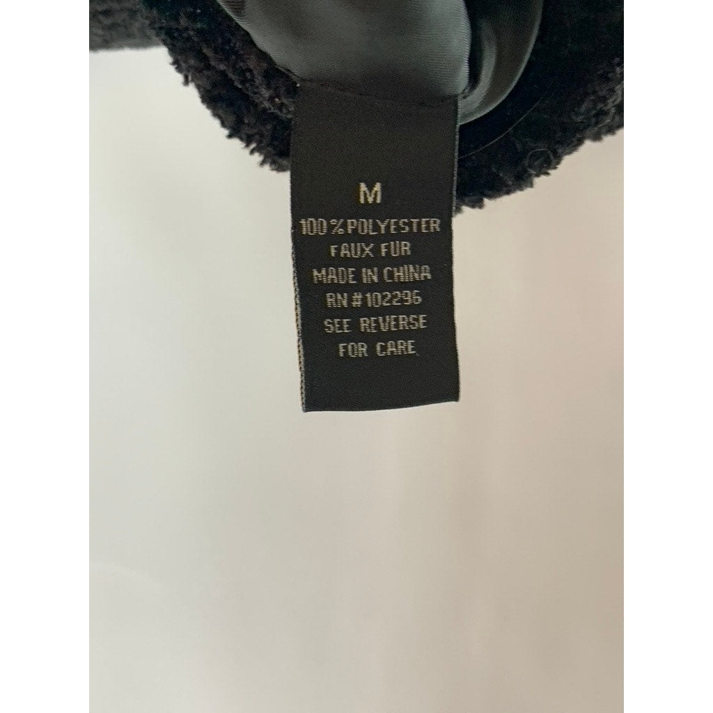 DRESSBARN COLLECTION Women's Black Faux-Fur Open-Front Shawl SZ M