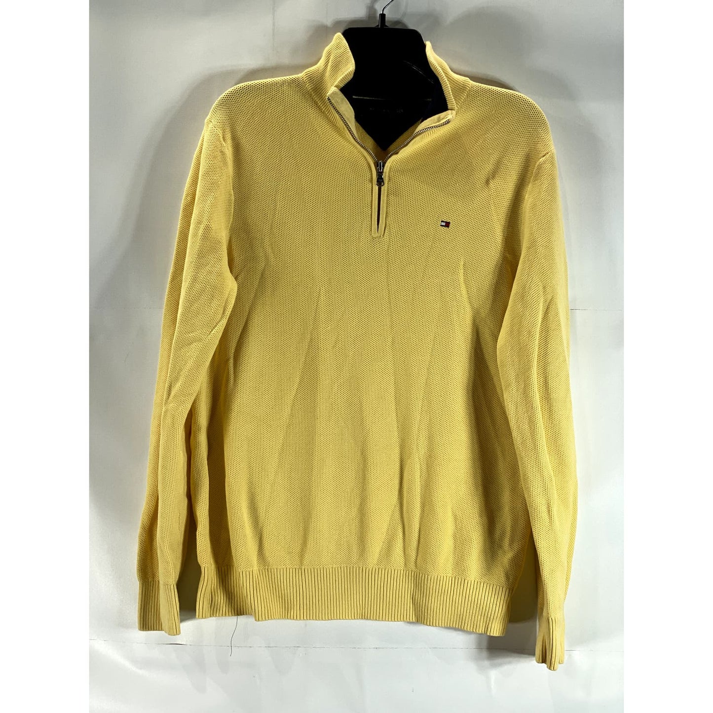 TOMMY HILFIGER Men's Yellow Quarter-Zip Pullover Sweater SZ M
