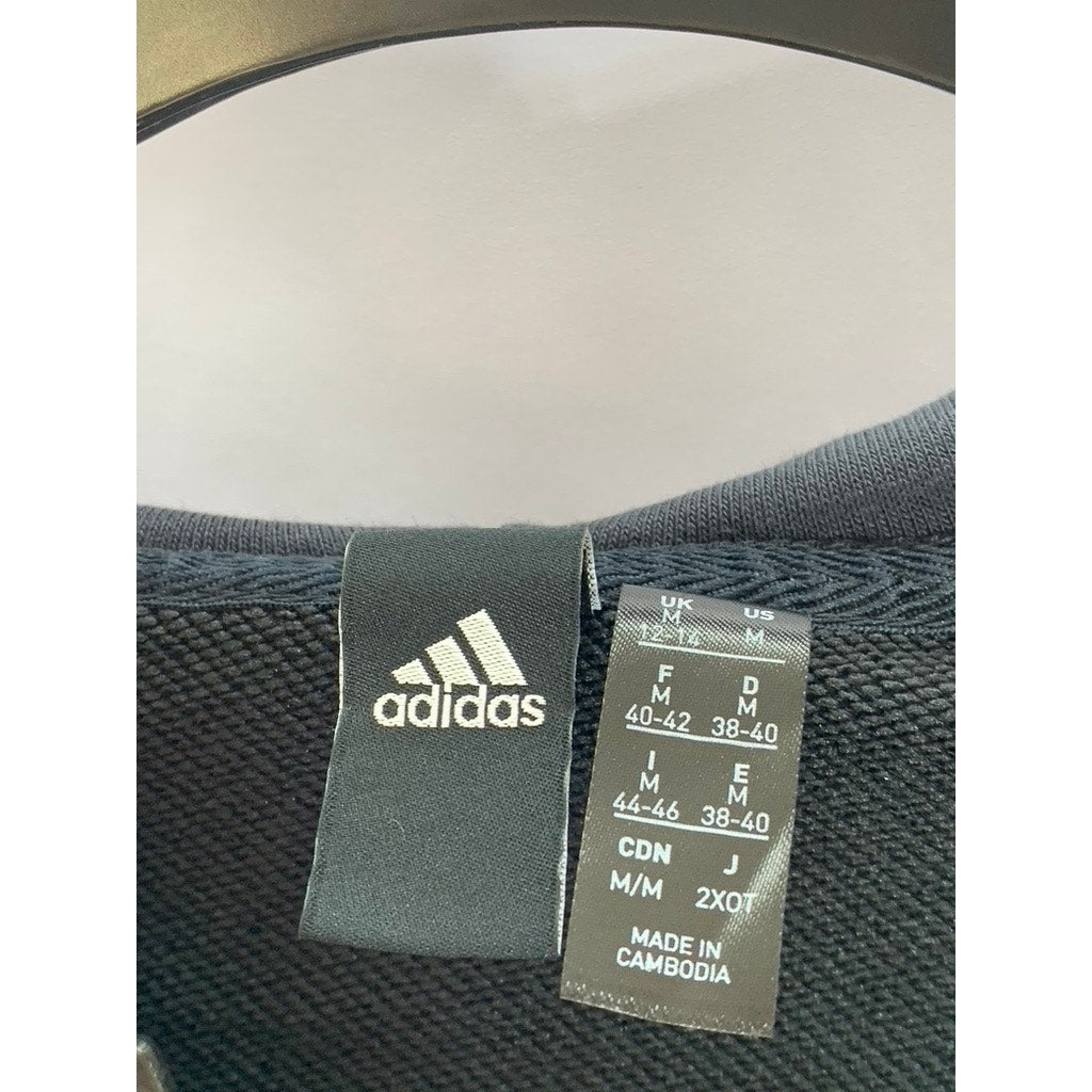 ADIDAS Women's Black/White Essential Linear Hooded Zip-Up Sweater SZ M