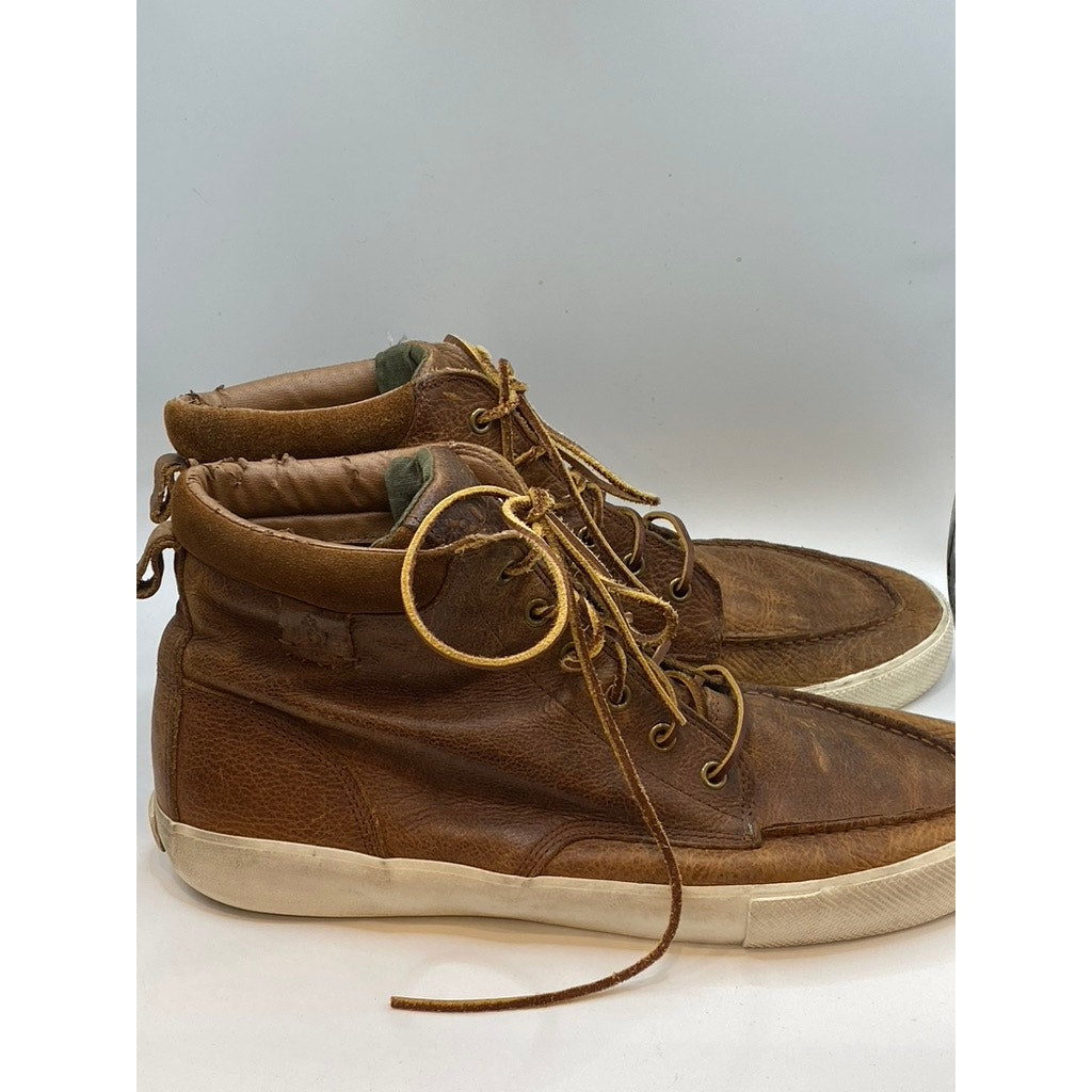 POLO RALPH LAUREN Men's Brown Leather-Suede Lace-Up High-Top Tedd Boots SZ 13