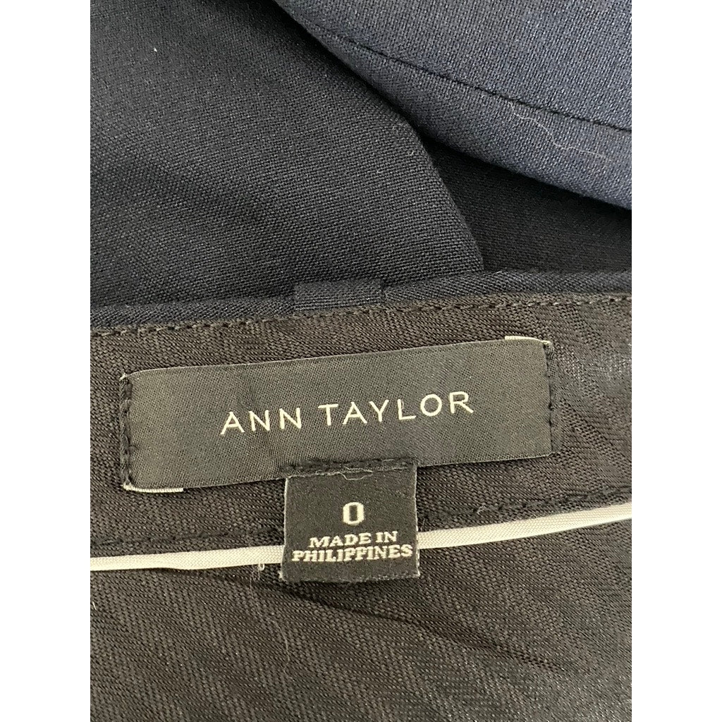 ANN TAYLOR Women's Navy Blue Solid The Eva Classic-Fit Ankle Pants SZ 0