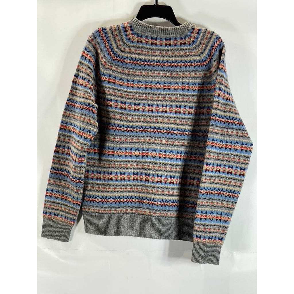 J.CREW Men's Grey Multi Crewneck Lambswool Pullover Sweater SZ M