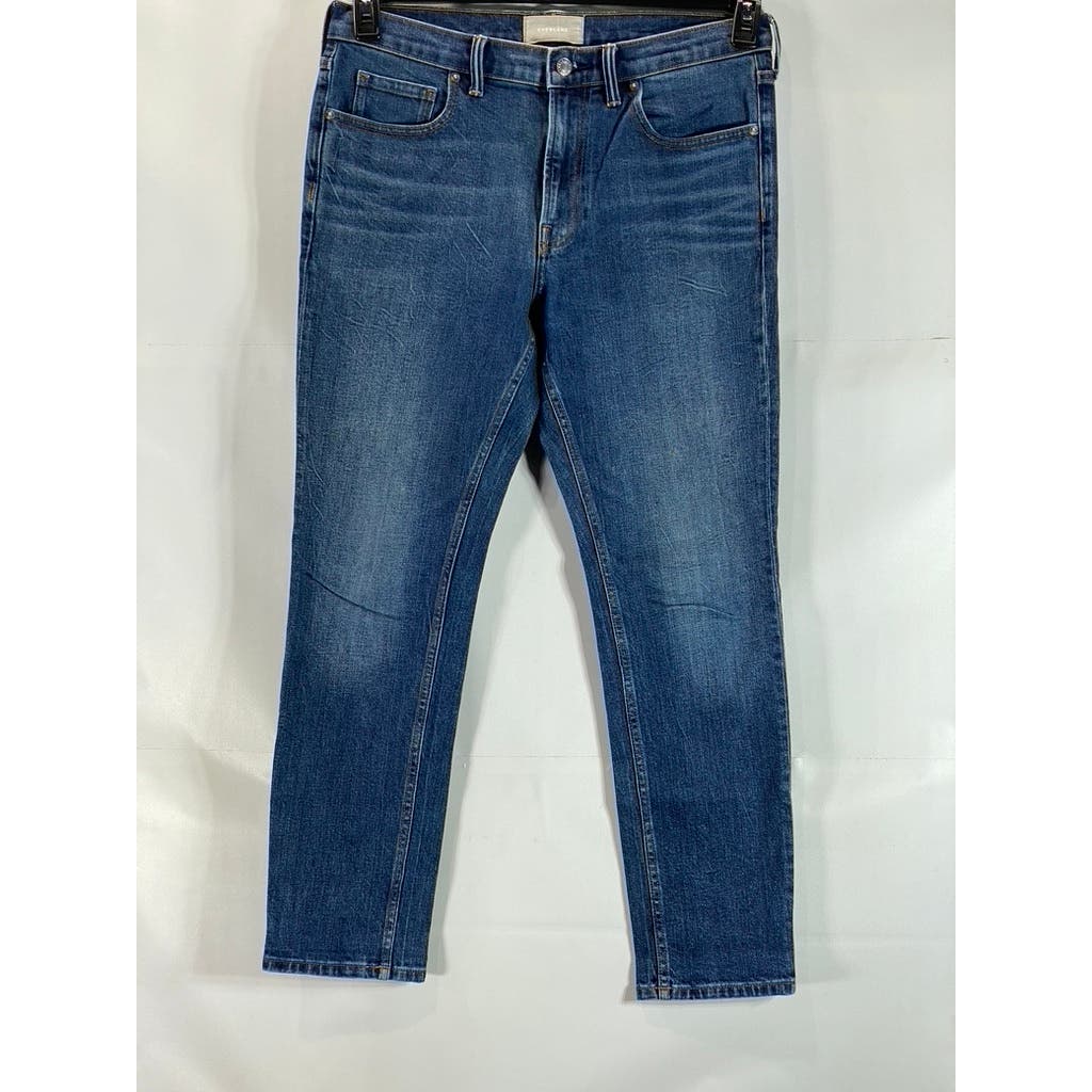 EVERLANE Men's Dark Blue Faded Denim Slim-Fit Five-Pocket Jeans SZ 33X30