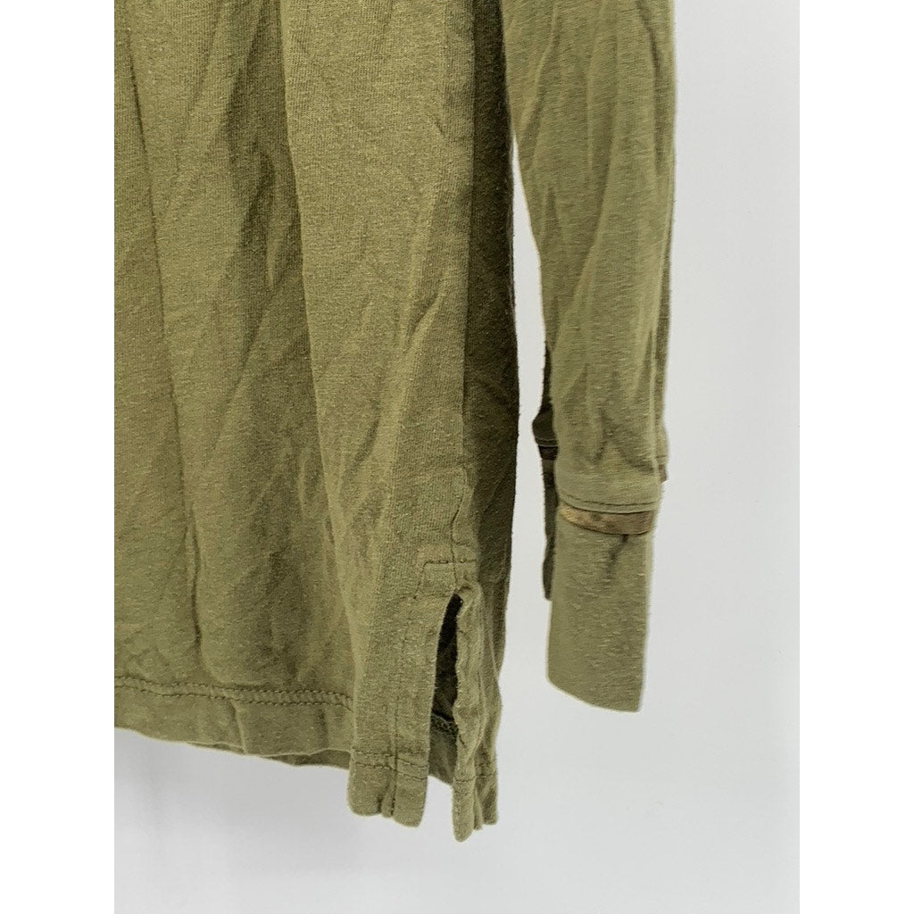 COSABELLA Women's Olive Green Relaxed-Fit Button-Up Long Sleeve Pajama Top SZ XS
