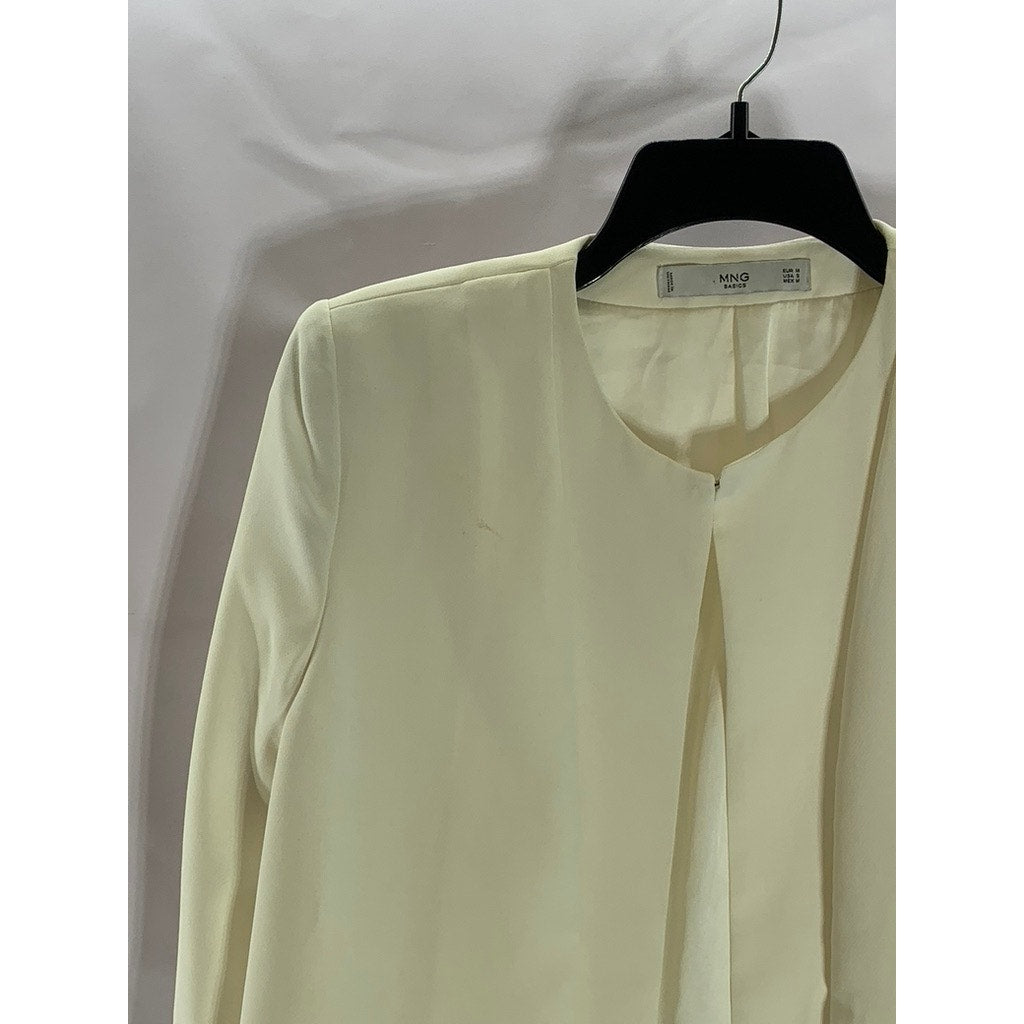 MNG BASIC Women's Cream Hook Open-Front Blazer SZ S