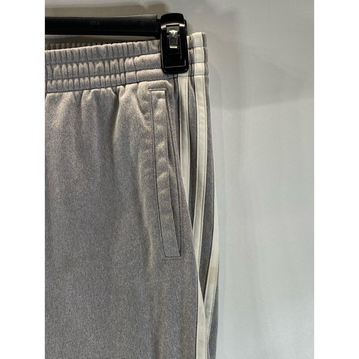 ADIDAS Men's Gray/White Tiro 3-Stripe Zipper-Hem Pull-on Track Pants SZ L