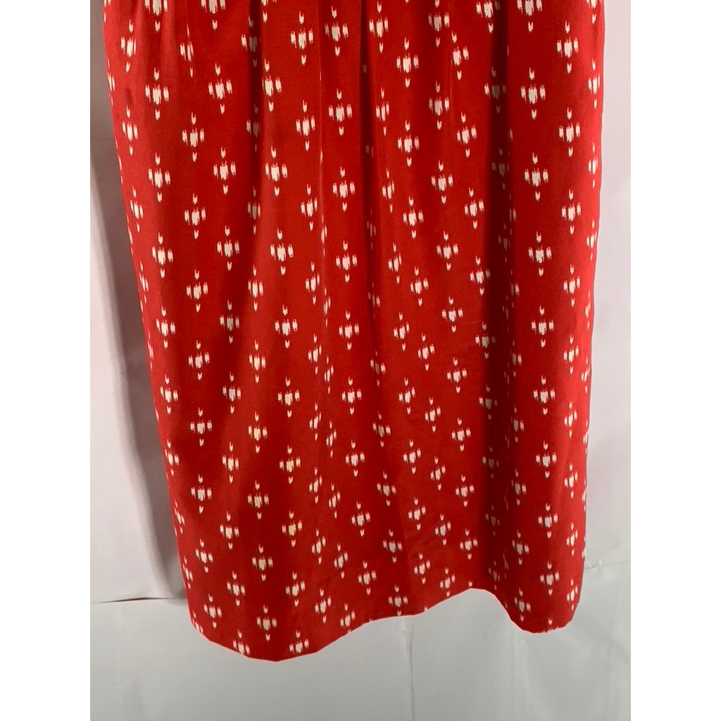 J.CREW Women's Red Printed V-Neck Adjustable Strap Mini Dress SZ 8