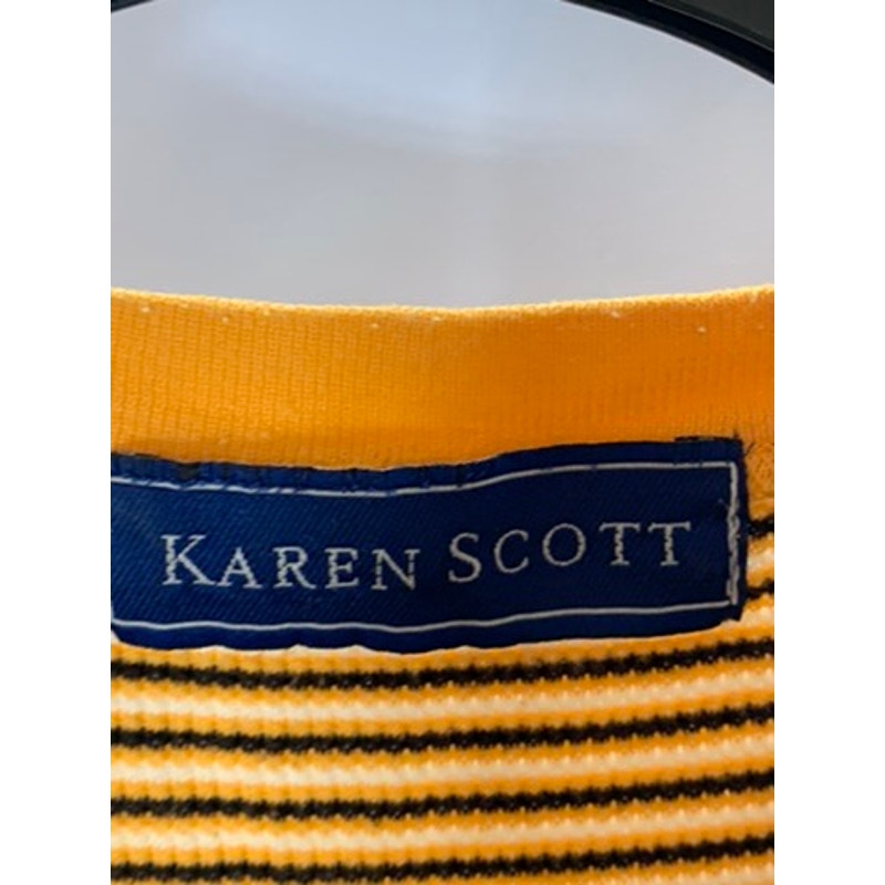 KAREN SCOTT Women's Orange/Black Striped Crewneck Short Sleeve Top SZ M