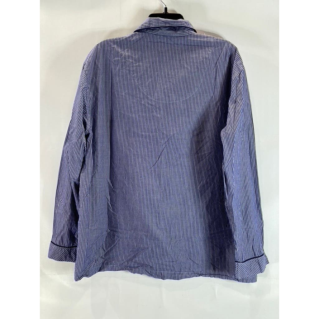 SAKS FIFTH AVENUE Men's Blue/White Striped Button-Up Long Sleeve Shirt SZ XL