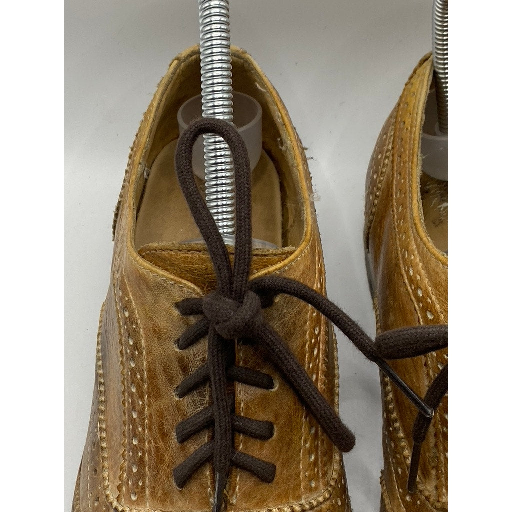 BED|STU Women’s Tan Leather Lita Wingtip Lace-Up Oxford Shoes SZ 7
