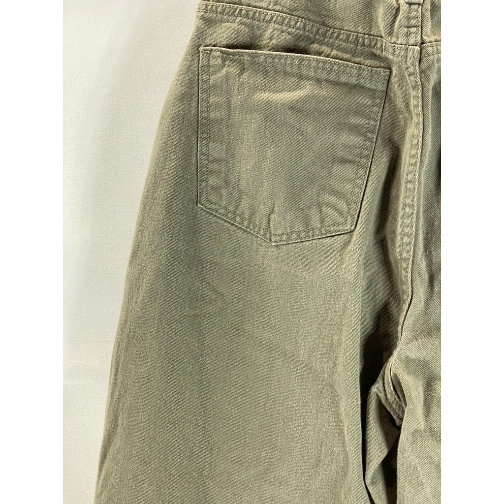 OOT Seoul Women's Army Green Five-Pocket Baggy Straight-Leg Jeans SZ L