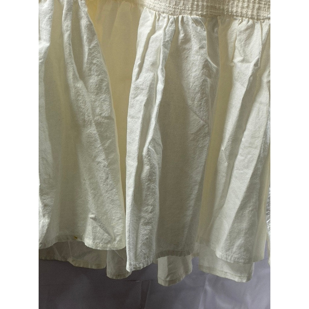 ZARA Women's Cream Side-Ruffle Ruffle-Hem Pull-On Knit Midi Skirt SZ S