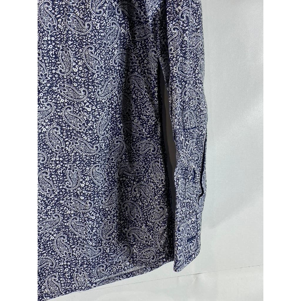 DIESEL Men's Navy/White Paisley Giamma Button-Up Long Sleeve Shirt SZ S