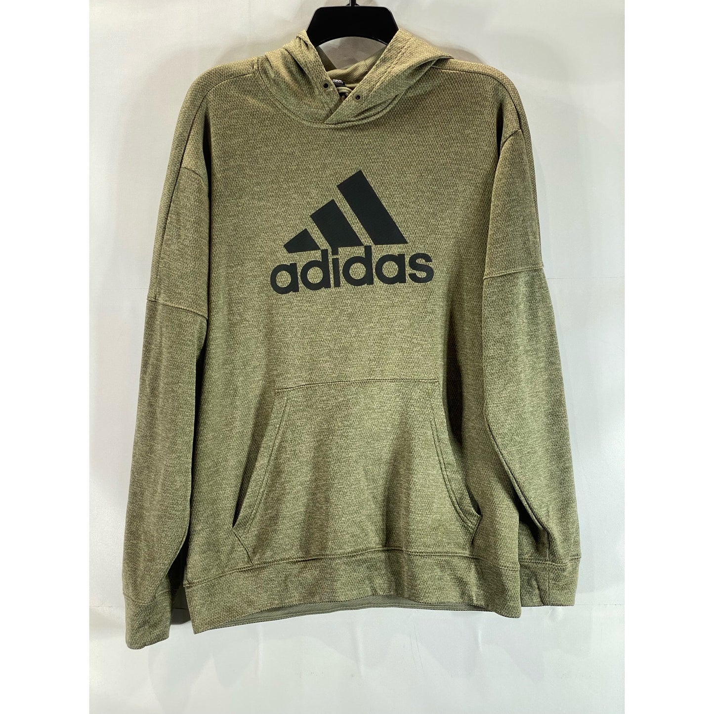 ADIDAS Men's Olive Green Logo Performance Fleece Pullover Hoodie SZ L