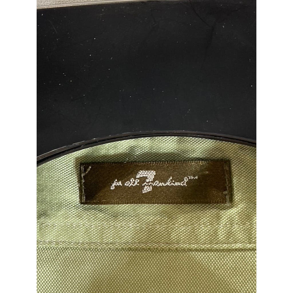 7 FOR ALL MANKIND Men's Green Button-Up Long Sleeve Shirt SZ L