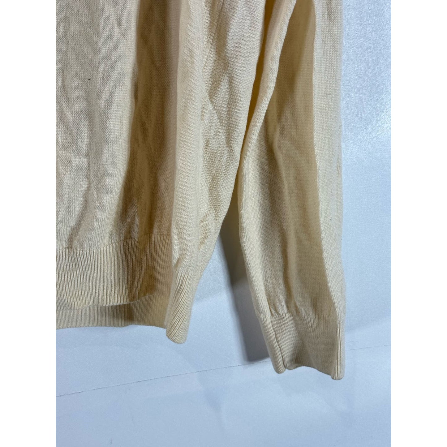BANANA REPUBLIC Men's Cream V-Neck Extra Fine Merino Wool Pullover Sweater SZ M