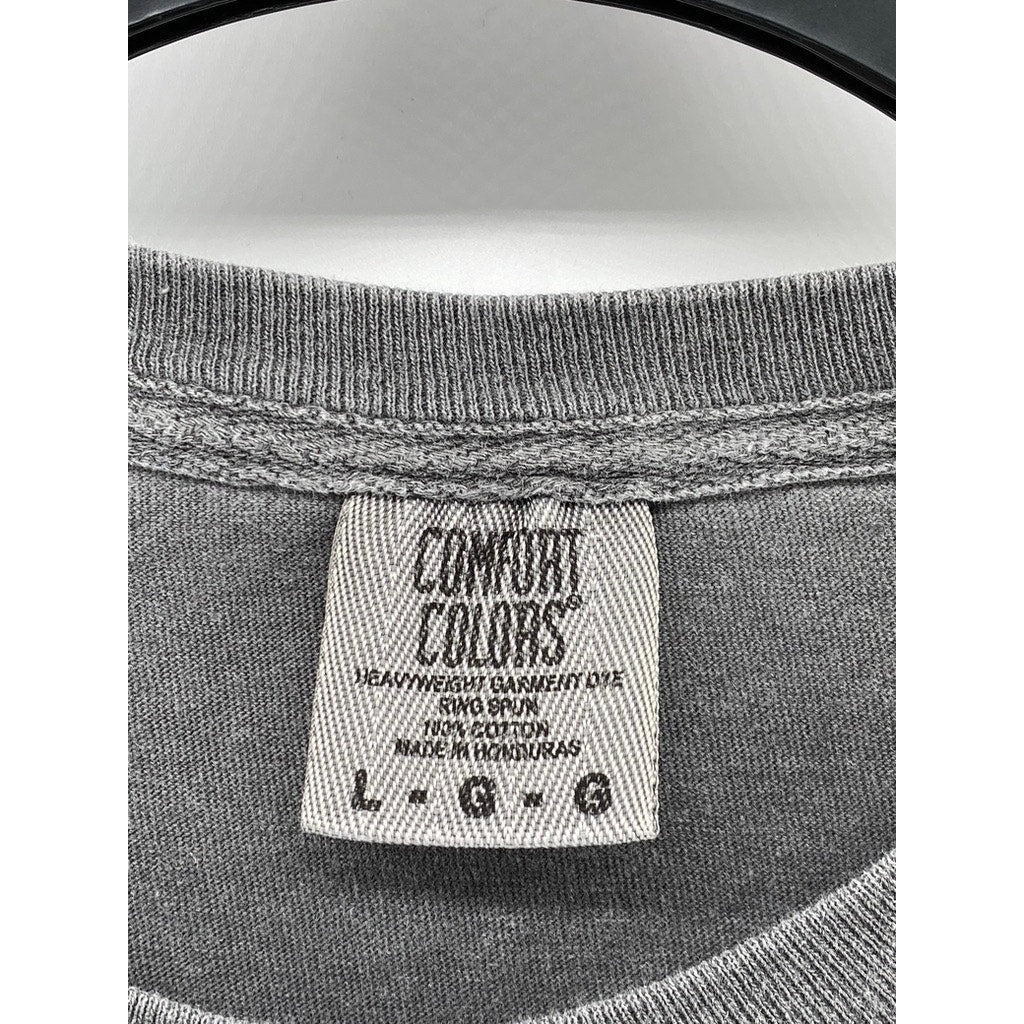 COMFORT COLORS Men's Gray Crewneck Logo Short Sleeve Casual T-Shirt SZ L