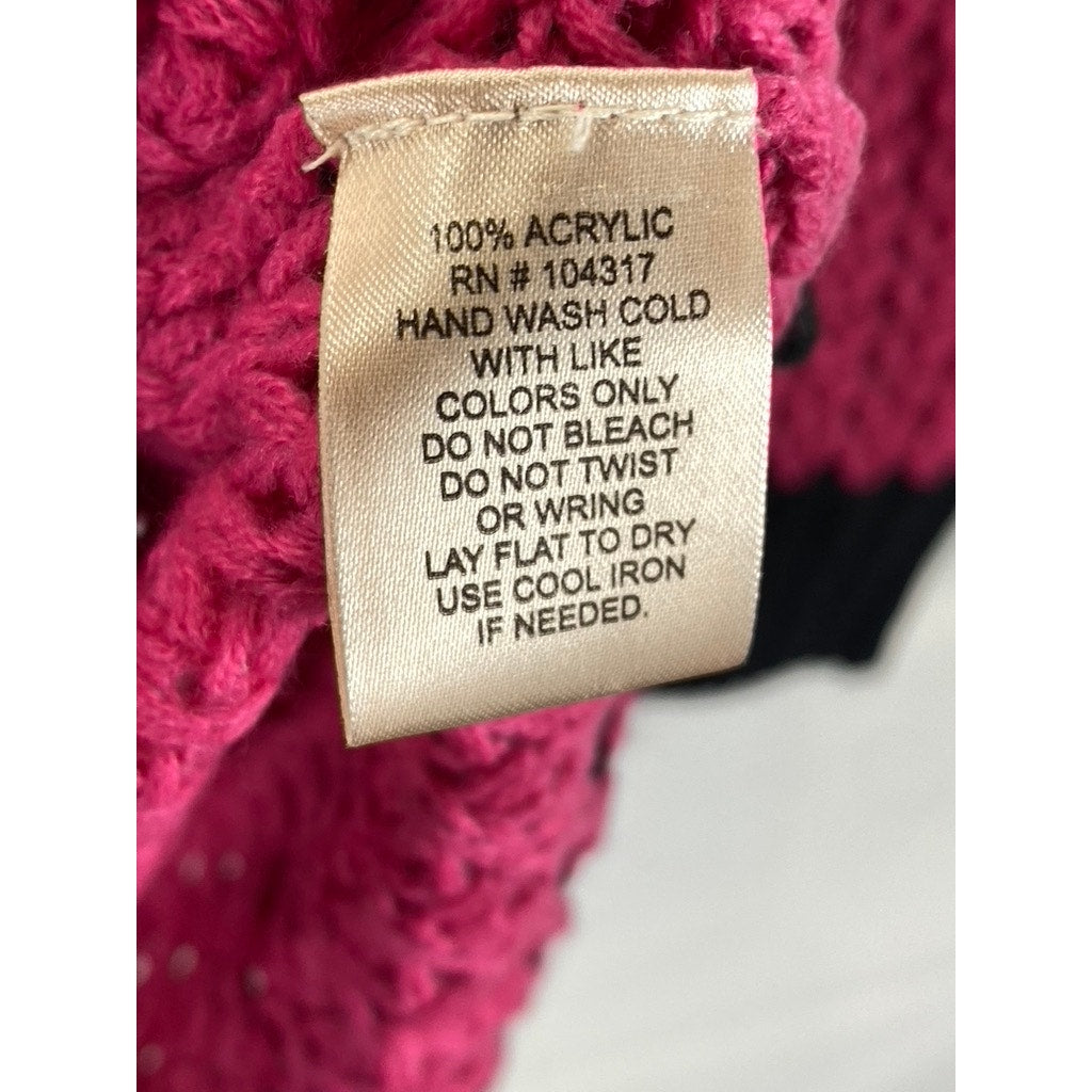 IM IN LOVE WITH DEREK Women's Pink/Black Striped Knit Pullover Sweater SZ M