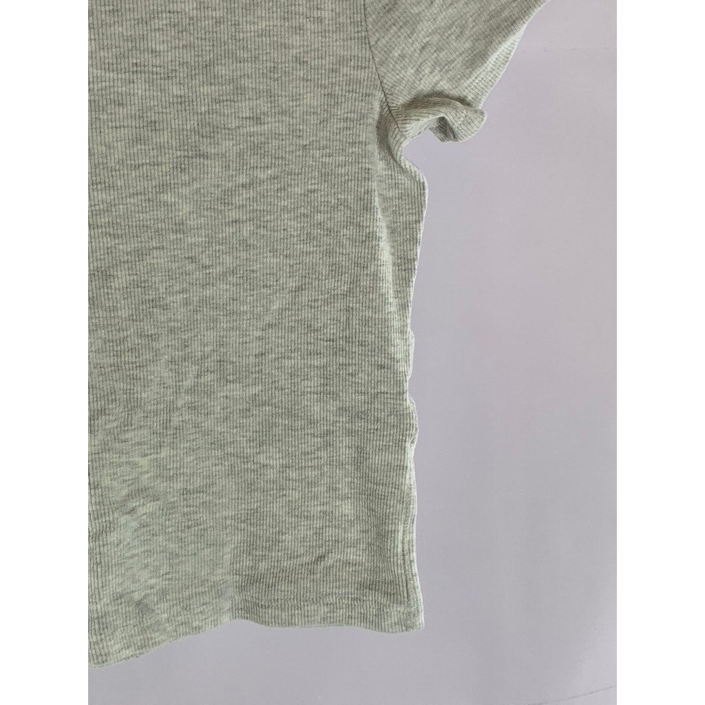 DIVIDED By H&M Women's Light Gray Ribbed Crewneck Short Sleeve Crop Top SZ L