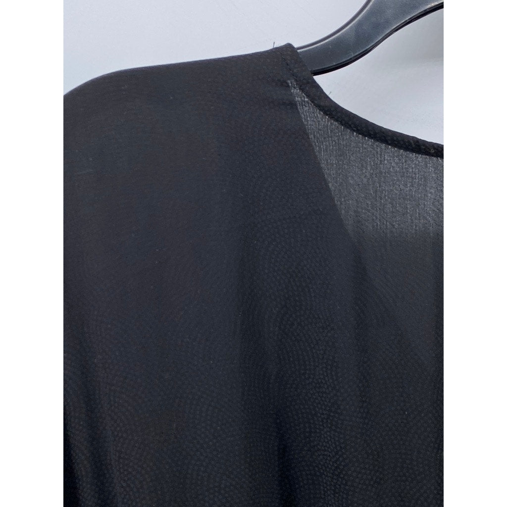 LE TEMPS DE CERISES Women's Black V-Neck Long Sleeve Elastic-Waist Dress SZ S