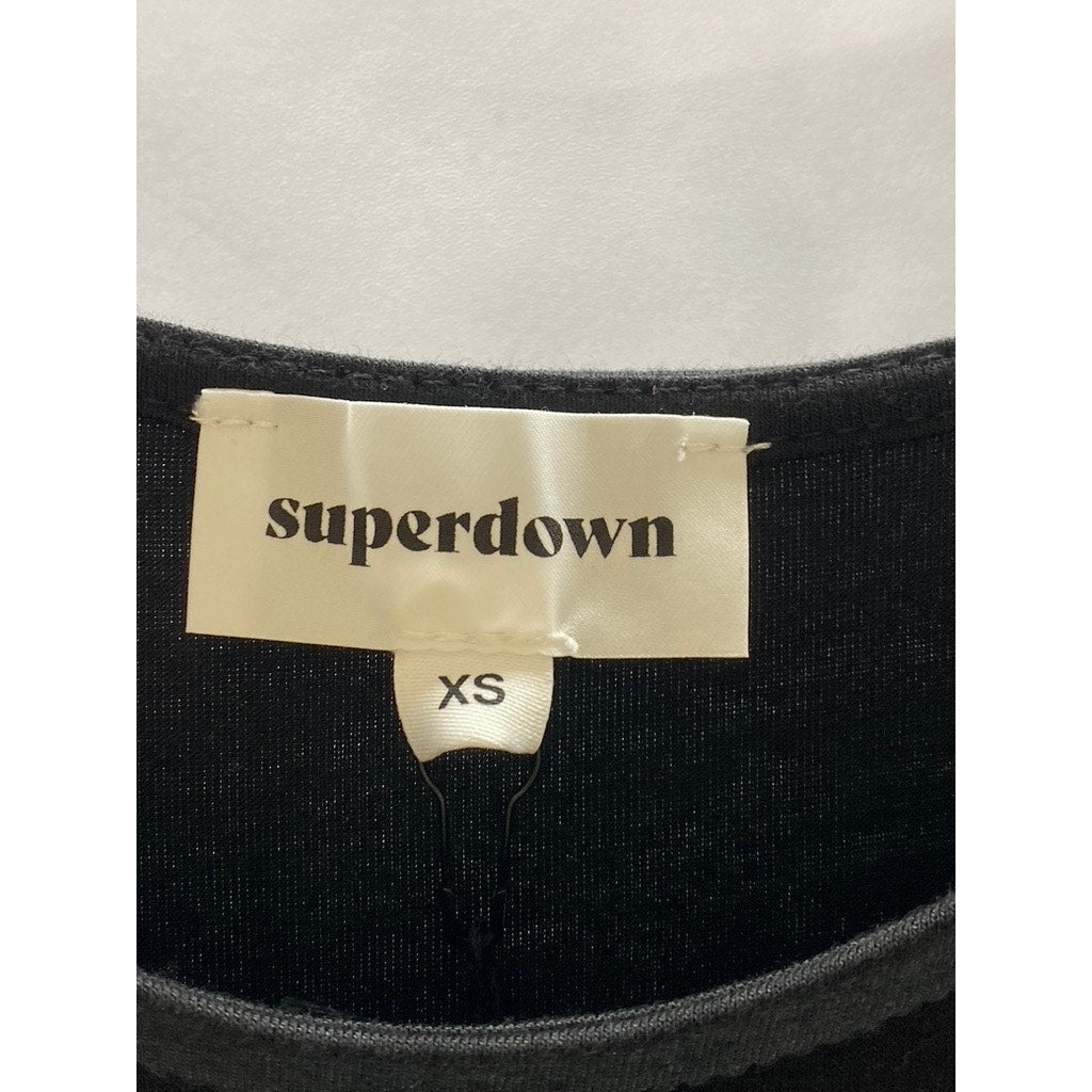 SUPERDOWN Women's Black Darlah Crewneck Ruched Short Sleeve Mini Dress SZ XS