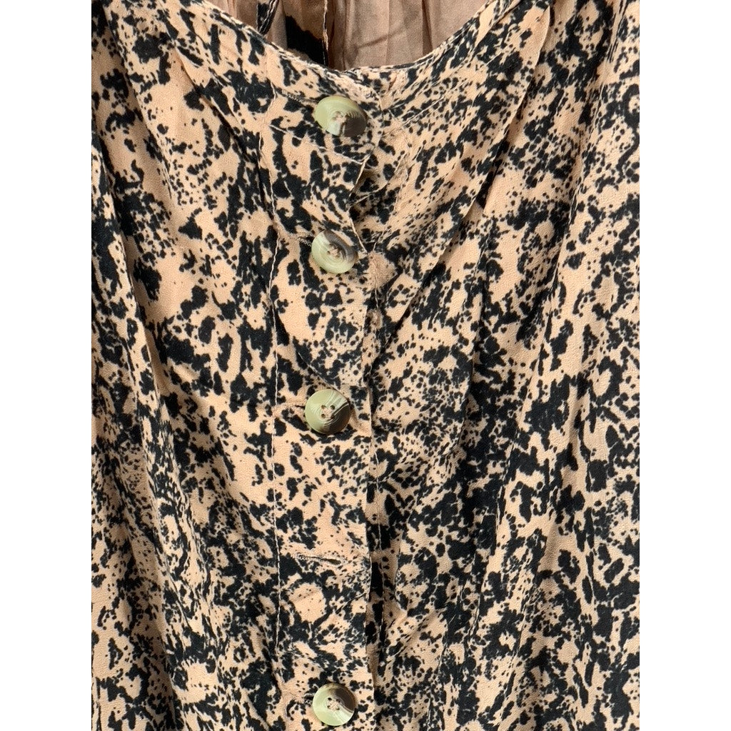 FREE PEOPLE Women's Brown Printed V-Neck Cutout Casual Maxi Dress SZ XS