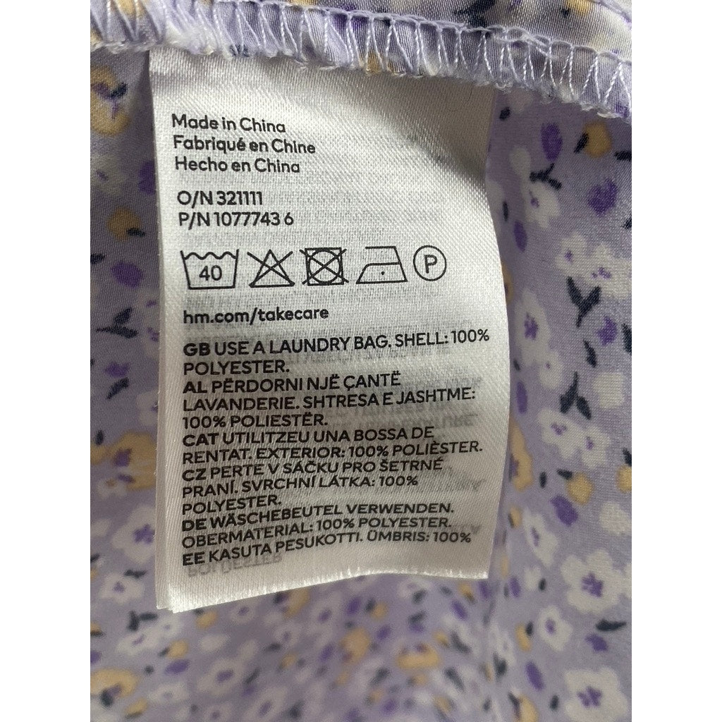 DIVIDED By H&M Women's Light Purple Floral Lace-Trim V-Neck Mini Dress SZ XS