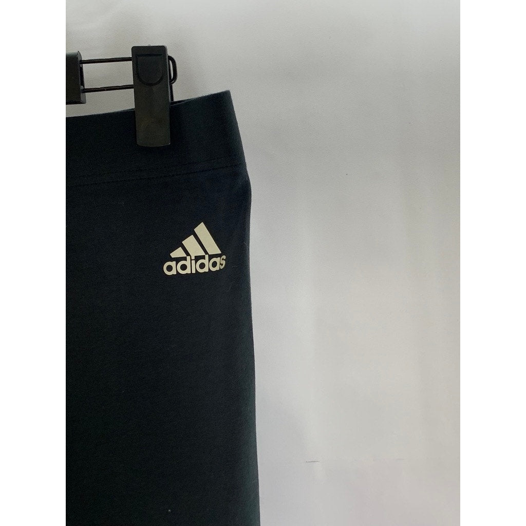 ADIDAS Women's Black/White Essential Linear Pull-On Tights SZ L