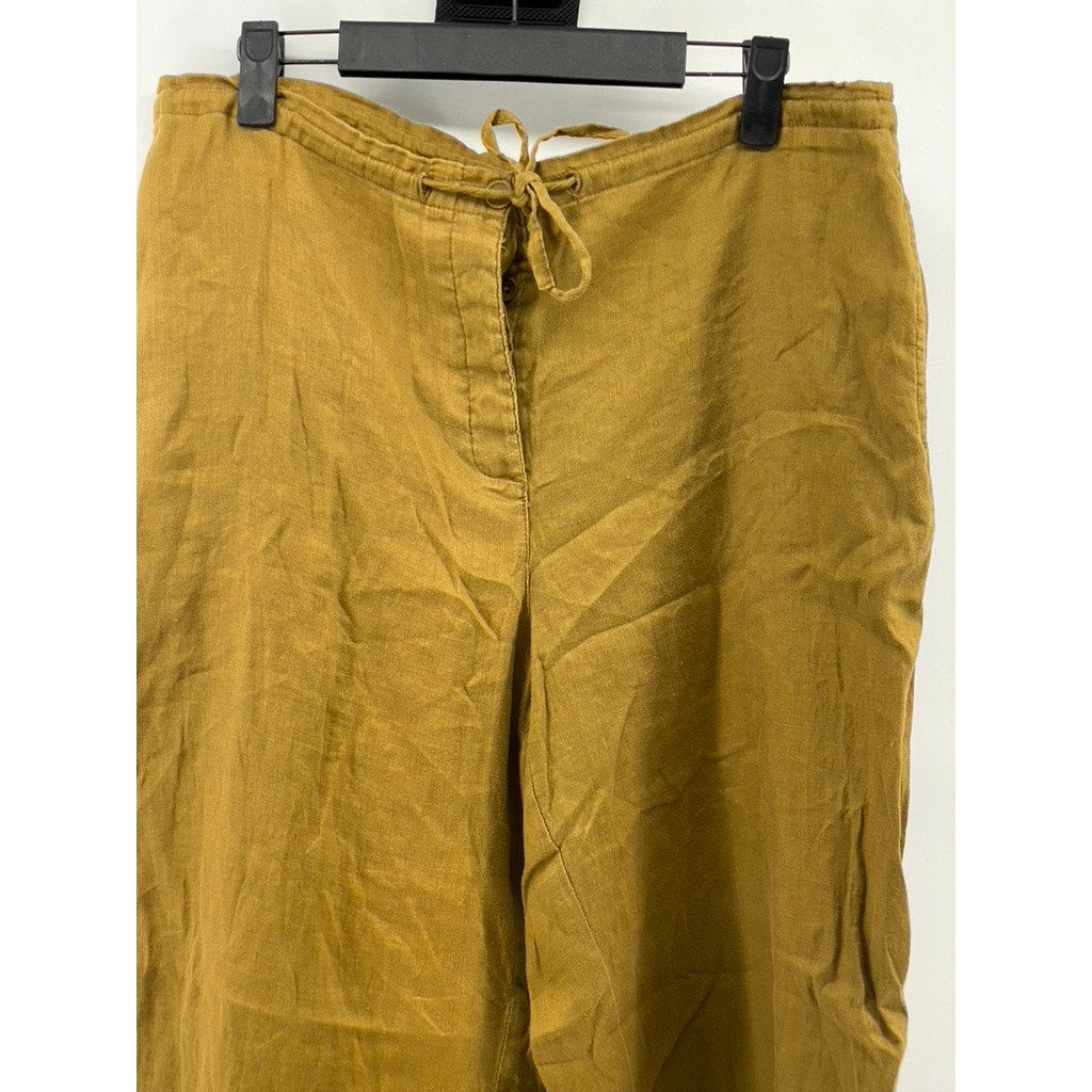 ANN TAYLOR Women’s Tan Linen Button-Front Drawstring Pull-On Pants SZ 8