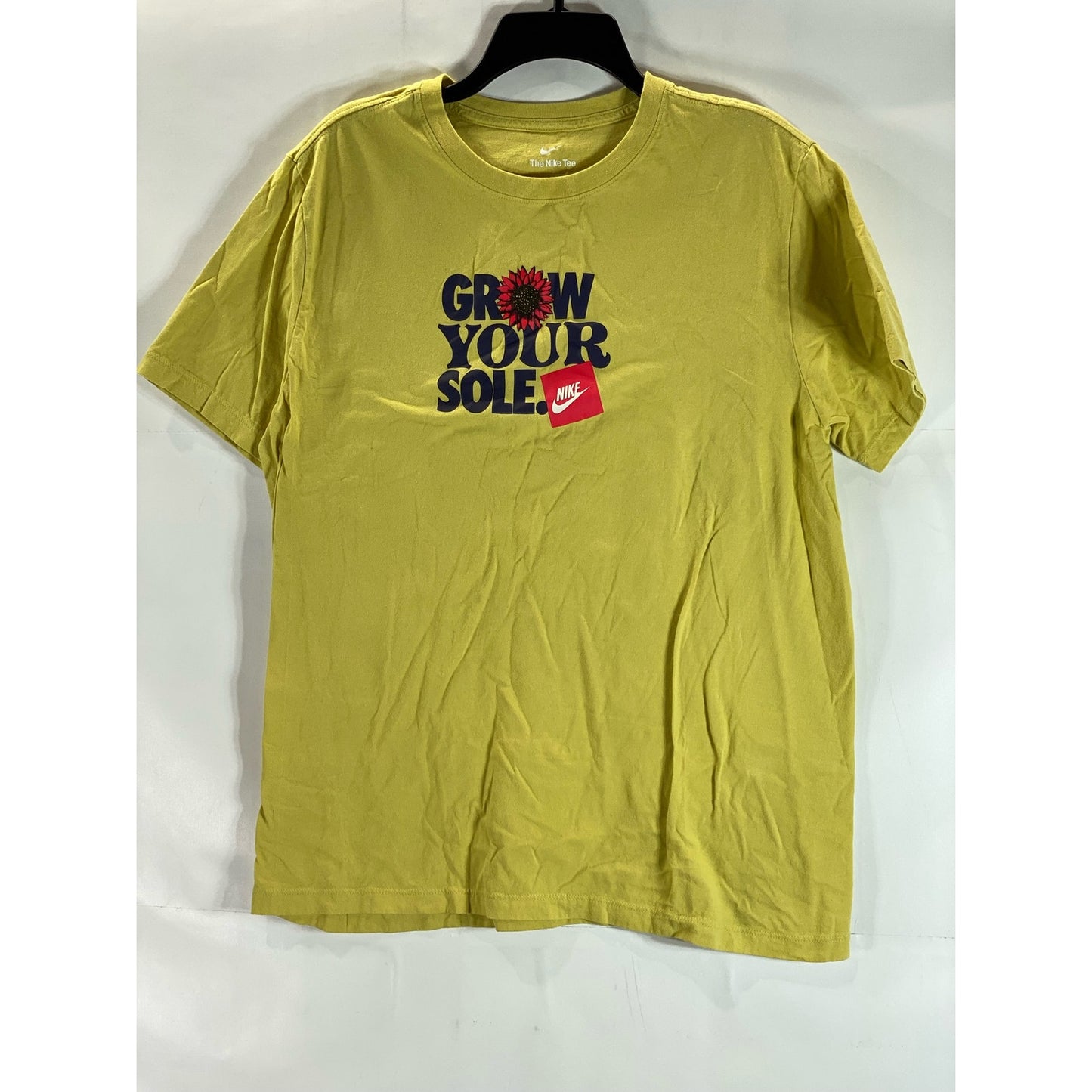 NIKE Men's Yellow Crewneck Grow Your Sole Graphic Short Sleeve T-Shirt SZ L