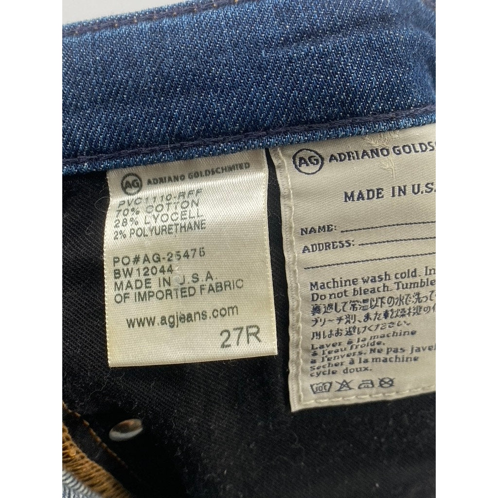 AG ADRIANO GOLDSCHMIED Women's Blue Denim The Stilt Cigarette Leg Jeans SZ 27