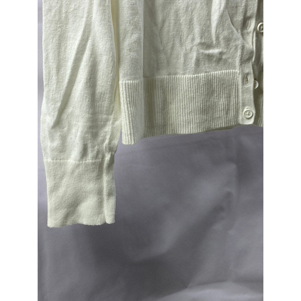 GAP Women's Cream Crewneck Button-Up Long Sleeve Cardigan SZ S