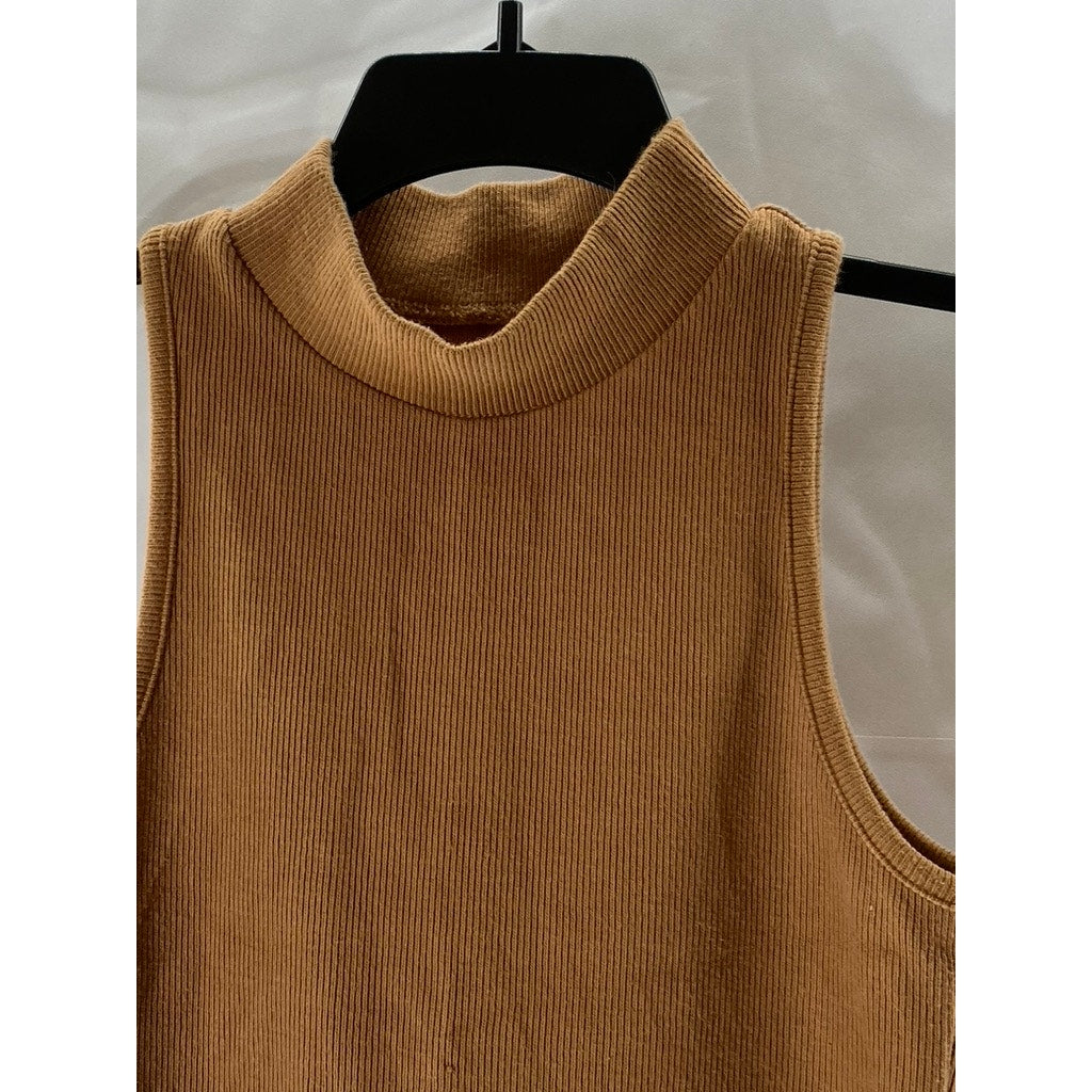 A NEW DAY Women’s Brown Ribbed Mock-Neck Sleeveless Top SZ XS
