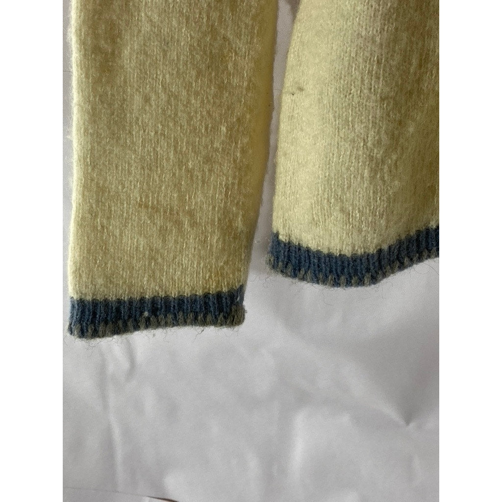 ALPS Women’s Beige-Blue Crewneck Wool-Blend Pullover Sweater SZ L